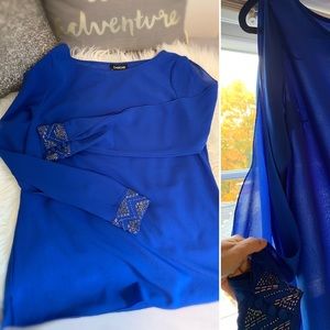 Bebe Cobalt Blue sheer Top